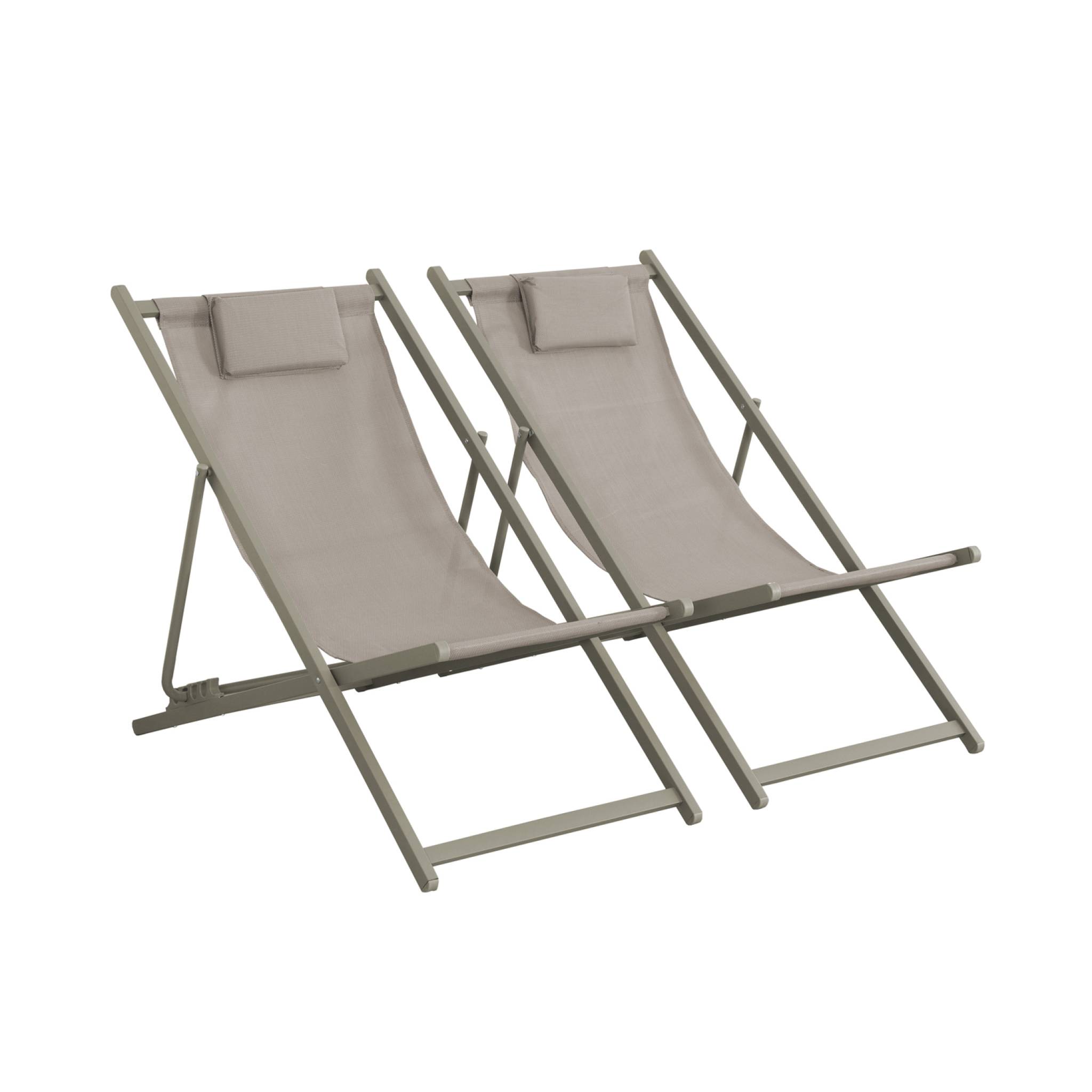 Silla de jardín plegable con cojín, set de 2 verde kaki 102x62x81 cm