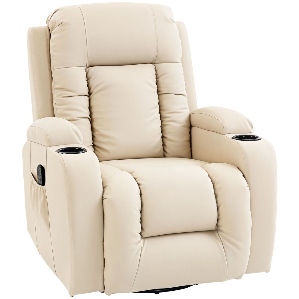 Sillón masaje reclinable 82x99x103 cm pu color beige Homcom