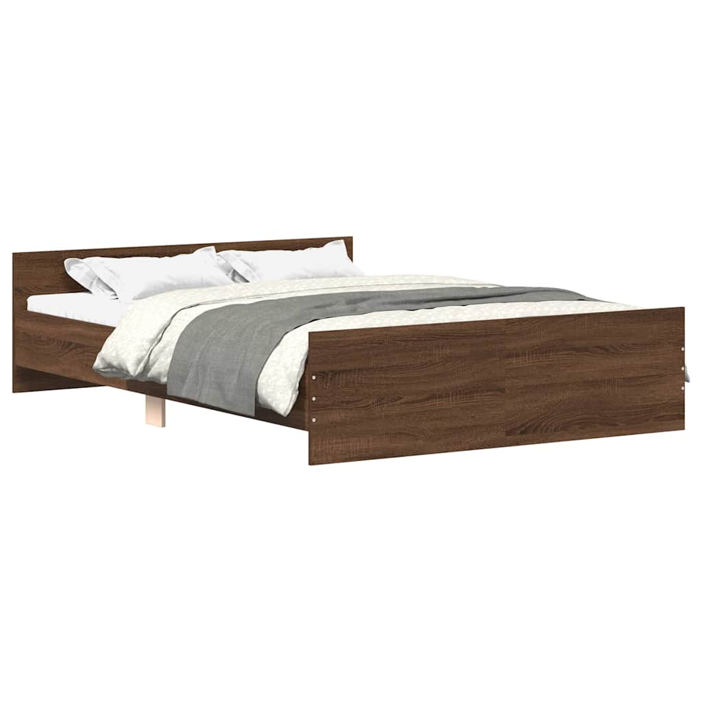 vidaXL estructura de cama con cabecero piecero roble marrón 150x200 cm