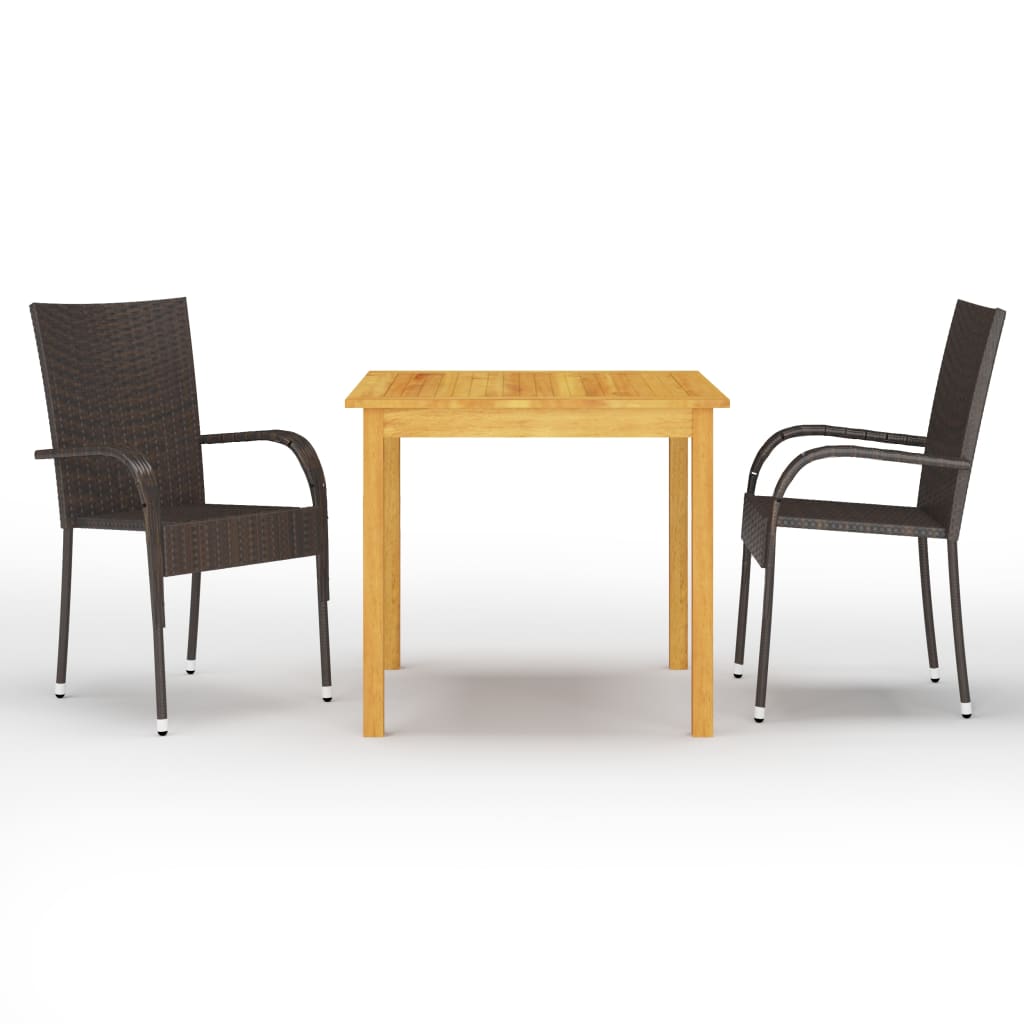 Juego de comedor de jardín exterior de 3 piezas
