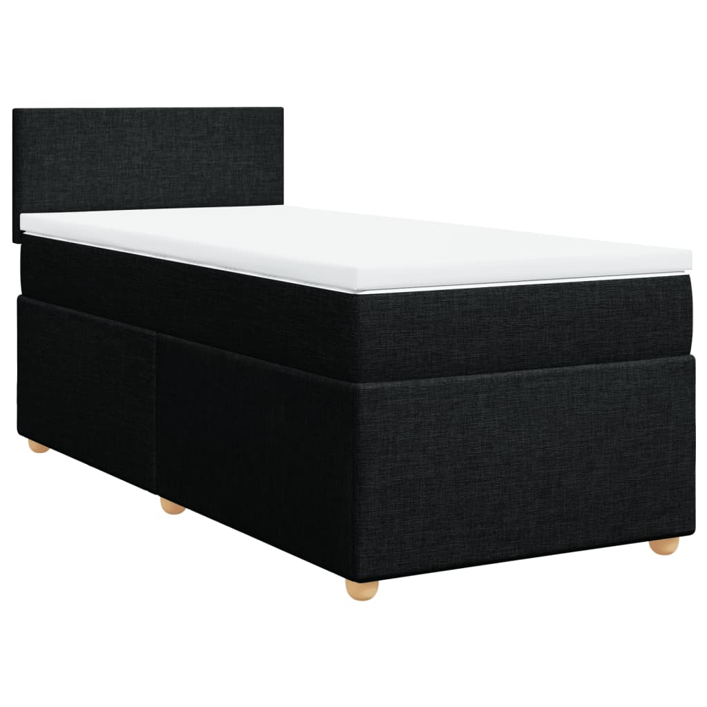vidaXL cama box spring individual con colchón tela negro