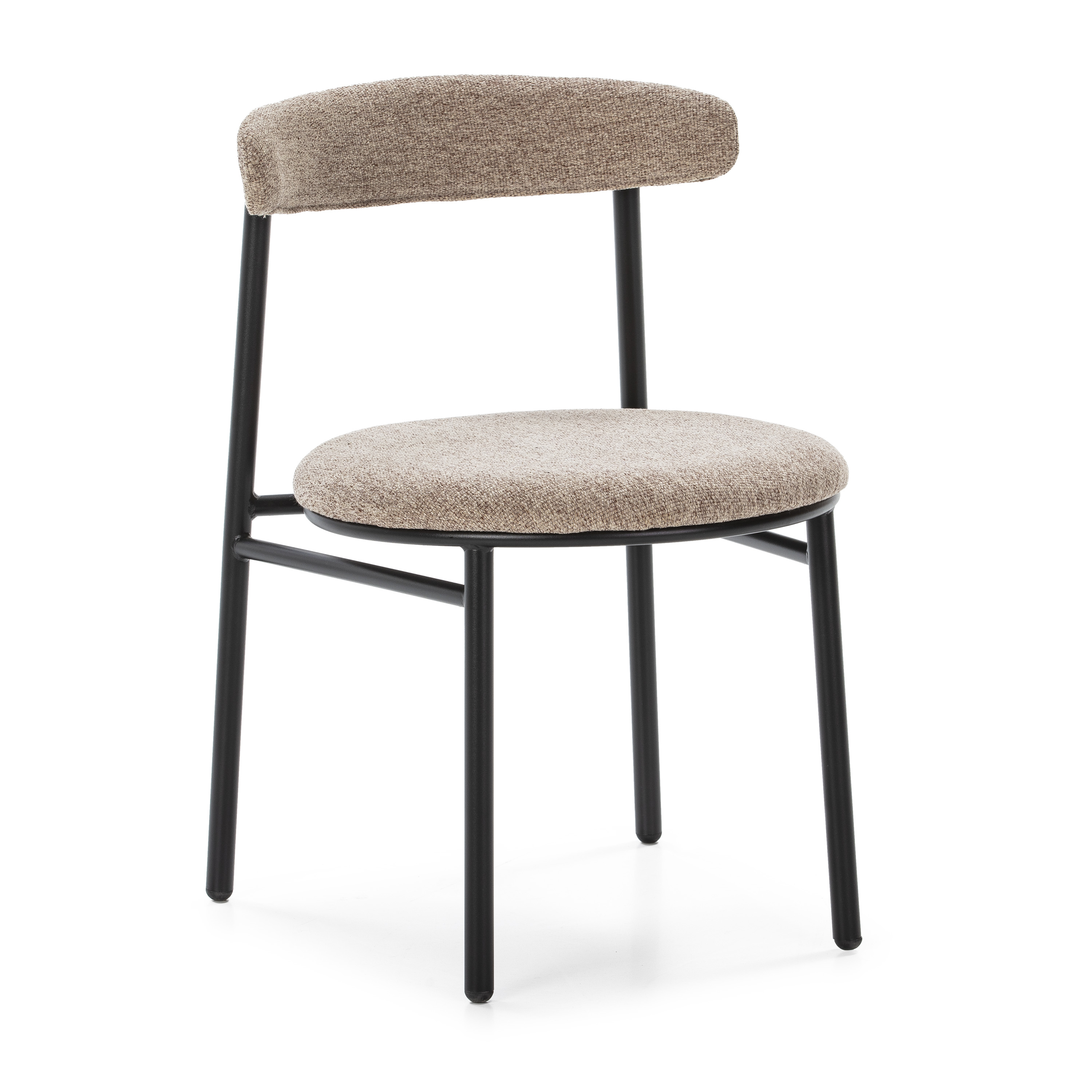 Silla 48x54x73 metal negro, tela san remo-100 beige