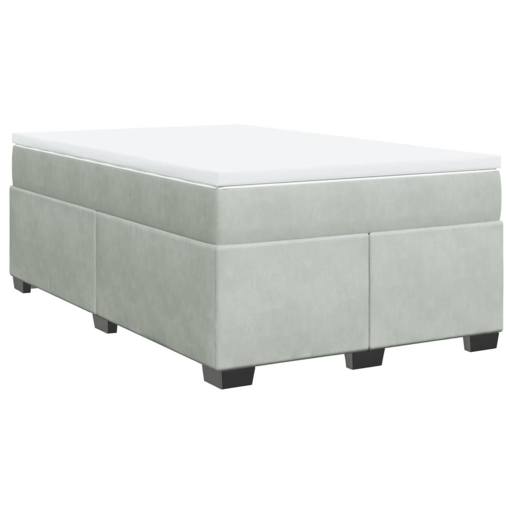 vidaXL cama box spring con colchón terciopelo gris claro 120x190 cm