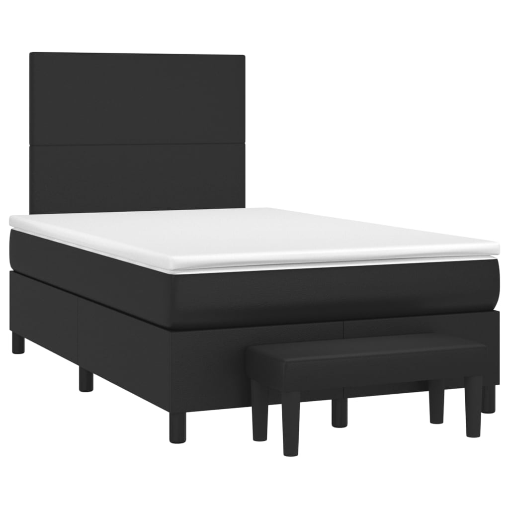 vidaXL cama box spring con colchón cuero sintético negro 120x200 cm