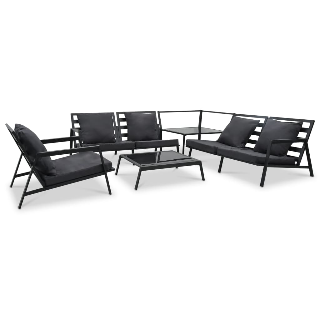 vidaXL muebles de jardín 5 pzas y cojines de aluminio gris oscuro