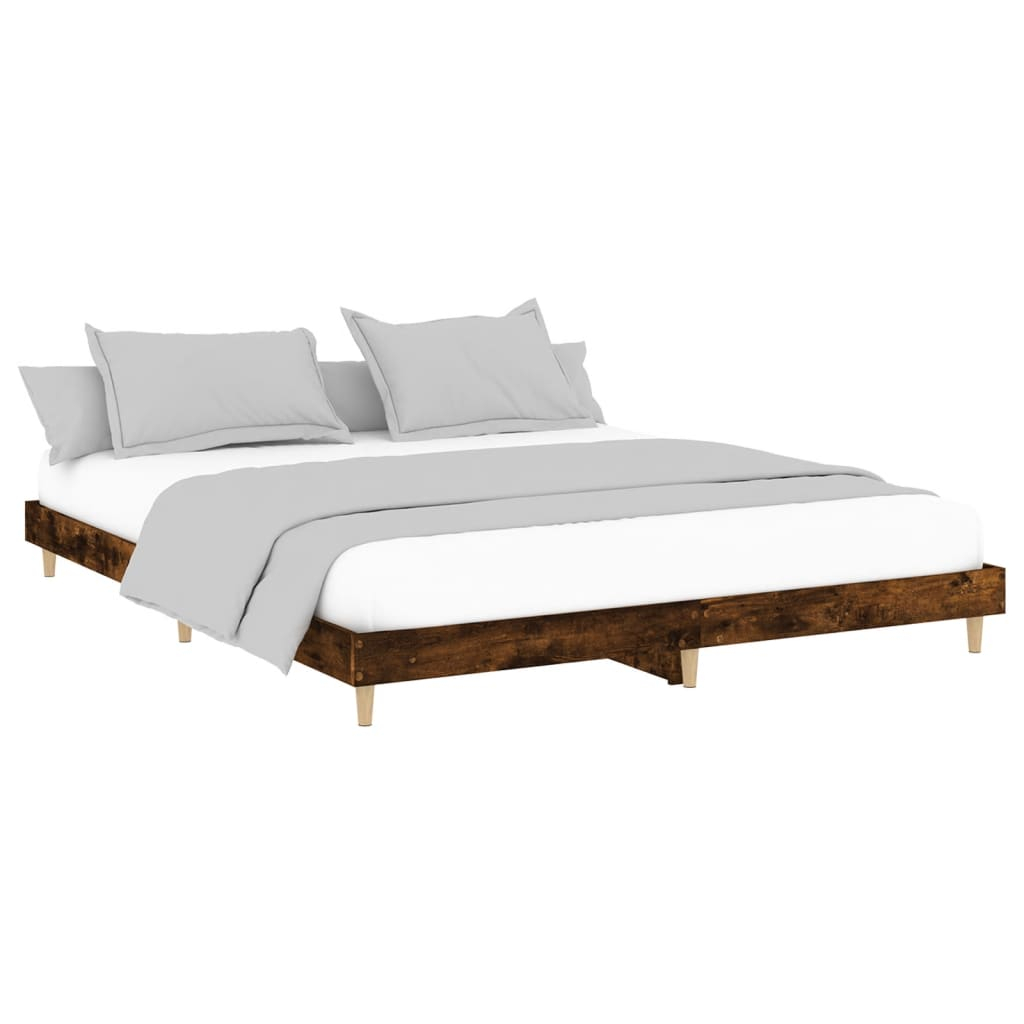 vidaXL estructura de cama sin colchón madera roble ahumado 150x200 cm