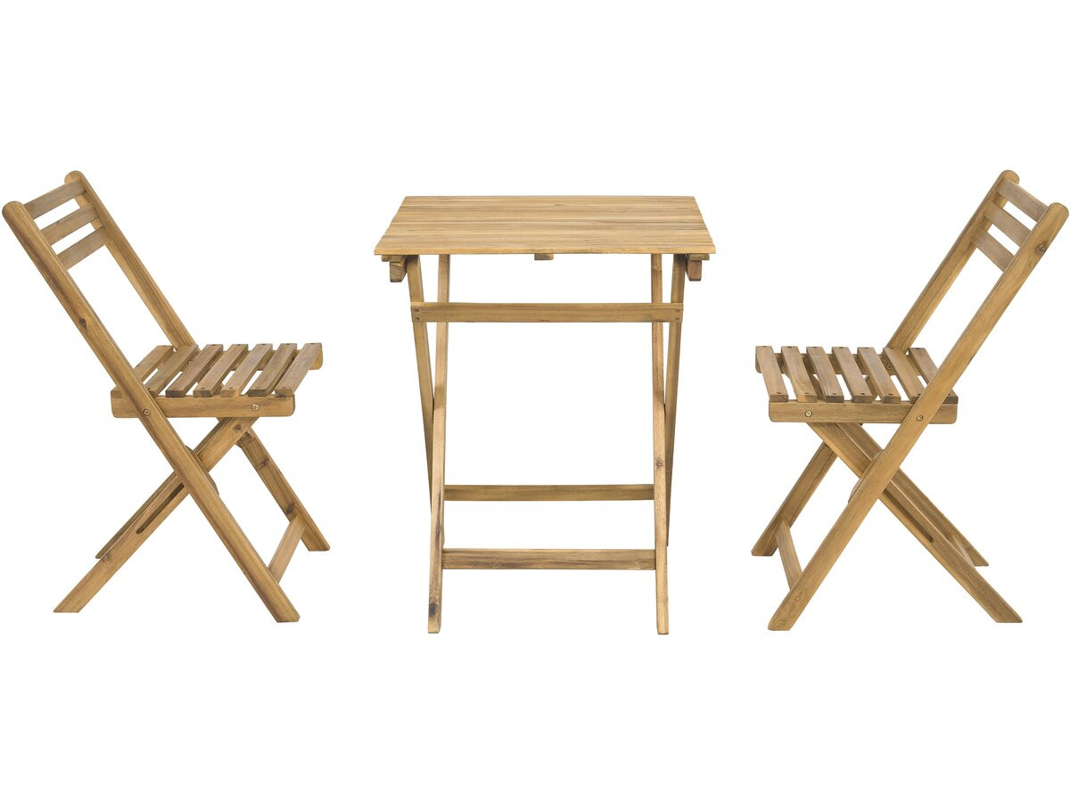 Conjunto de mesa y sillas de jardín de madera "aldo" - 2 plazas - marrón