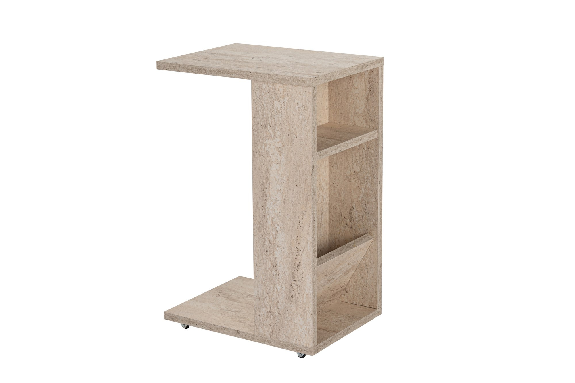 Mesa auxiliar de madera "filinta" - 30 x 40 x 63 cm - travertino