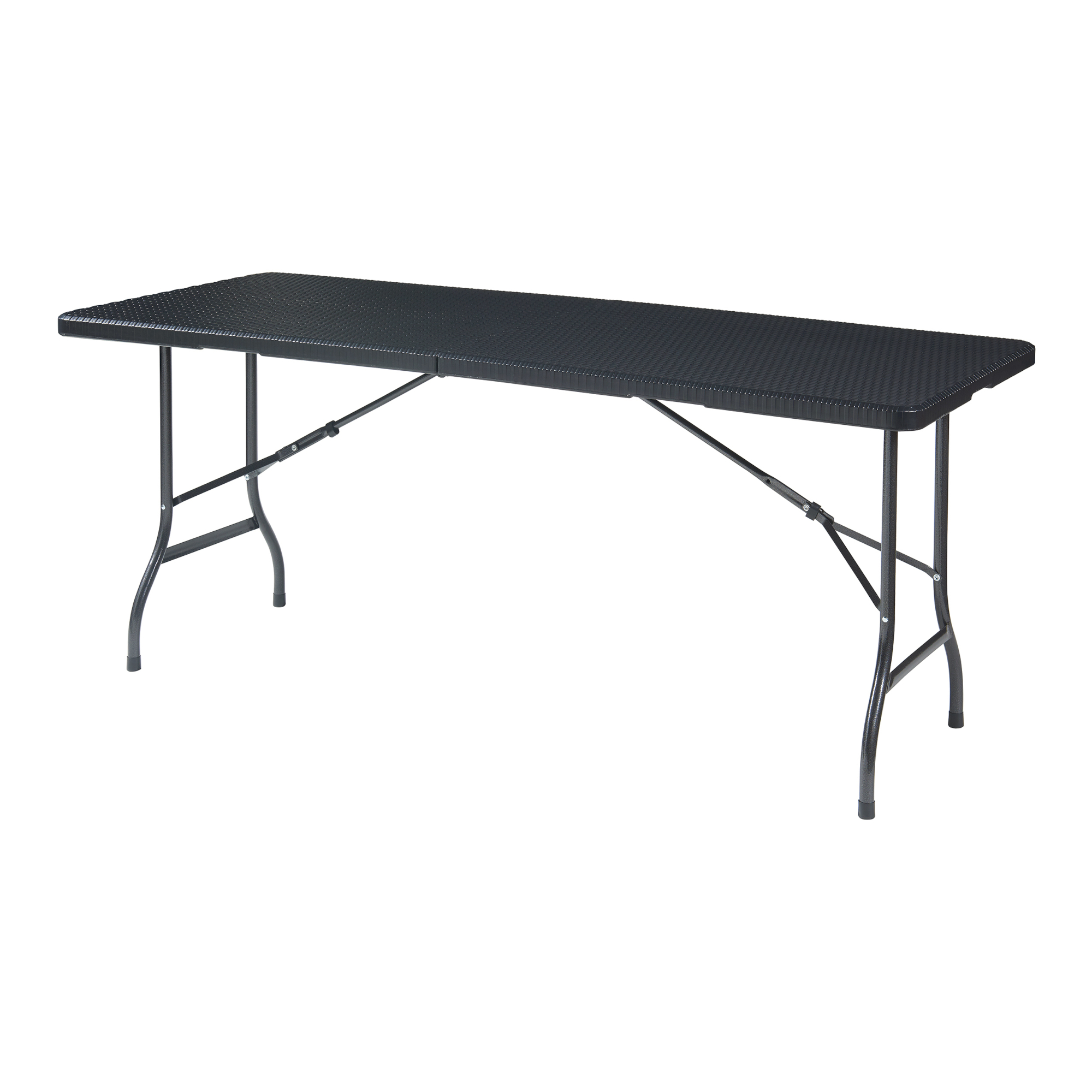 Mesa plegable mark exterior metal/plástico 180x75x72cm - efecto ratán negro