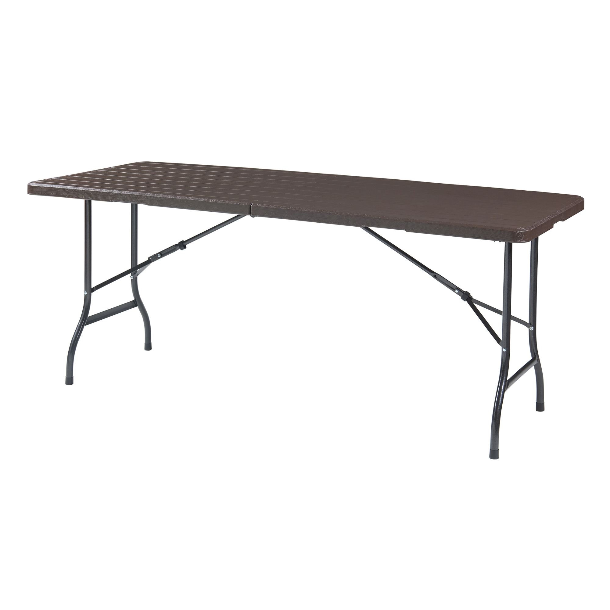 Mesa plegable lillestrøm exterior metal/plástico 180x75x72cm efecto madera