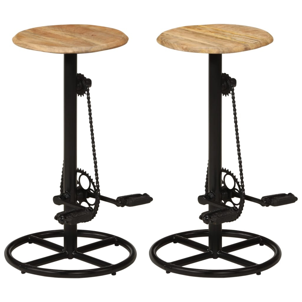 vidaXL taburetes de barra de cocina 2 unidades madera maciza de mango