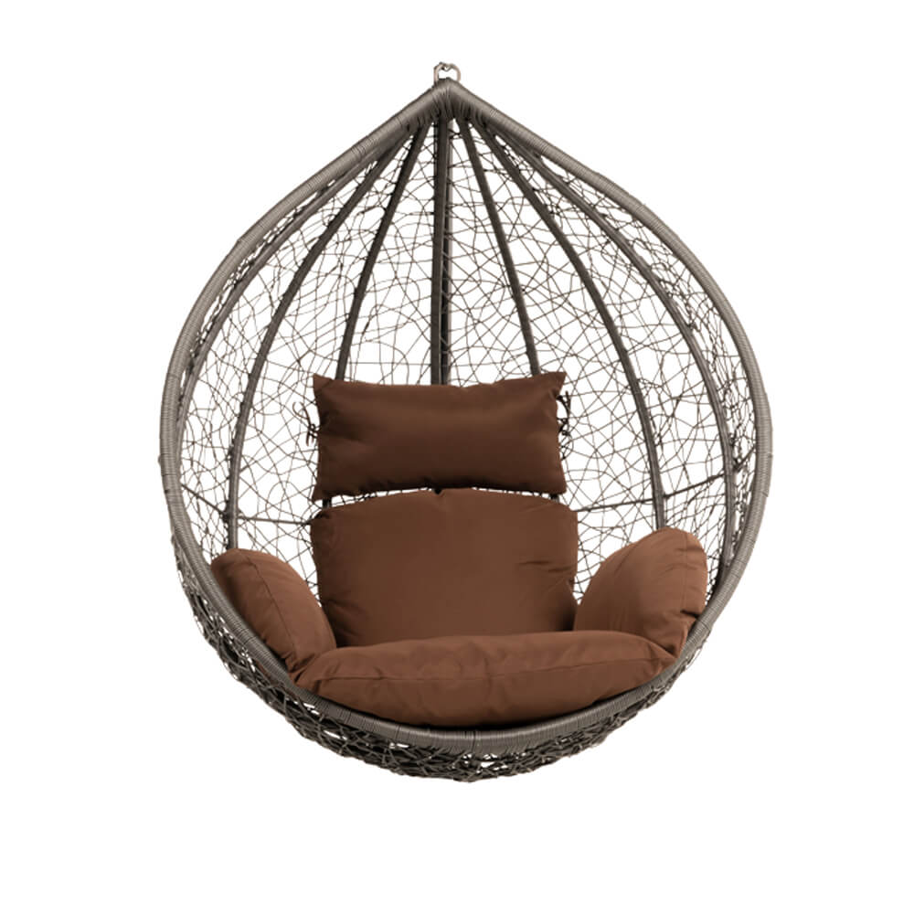 Silla colgante de poliratán cielo - gris/marrón sólo cesta