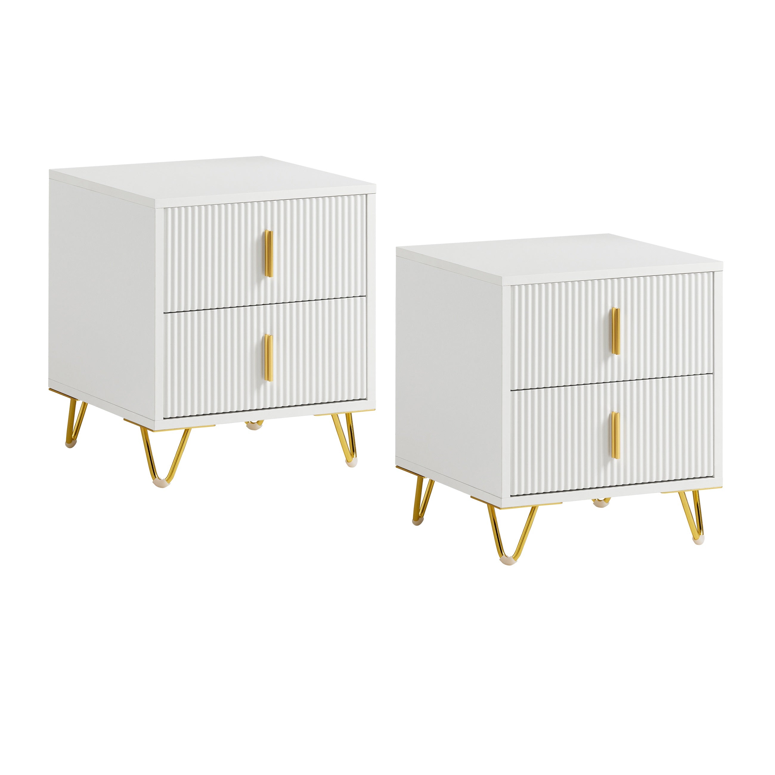 Sobuy 2 mesitas de noche modernas con 2 cajones blanco 40x40x47 cm