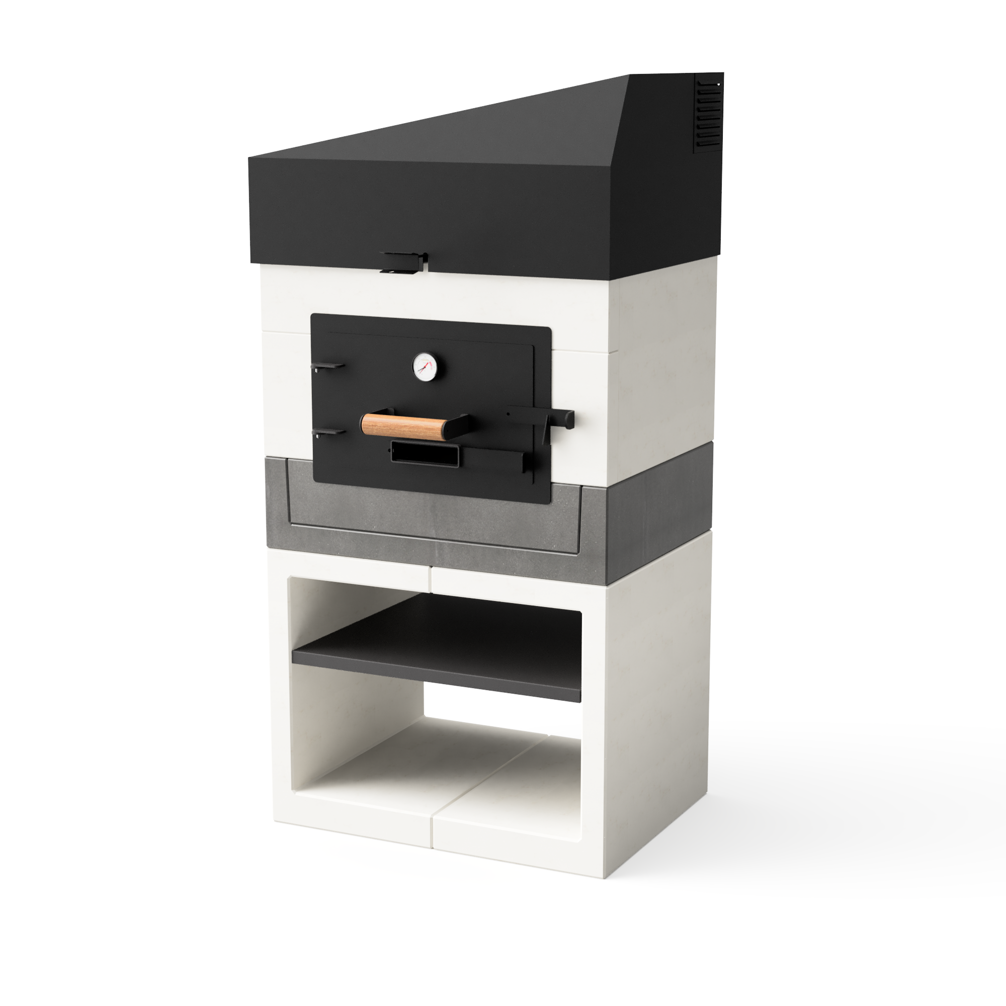 Tuozi - horno de leña exterior modelo kitaway otte blanco,gris -84x63x170cm