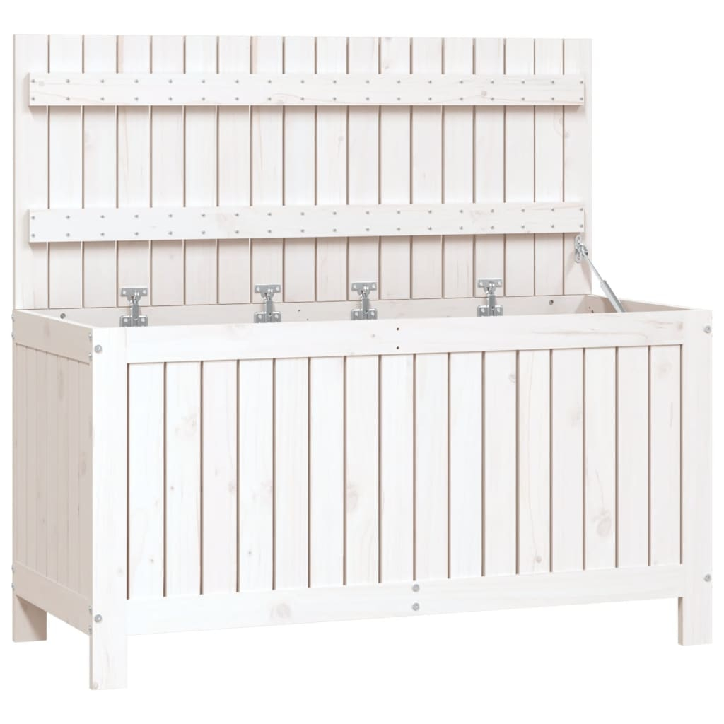 vidaXL caja de almacenaje jardín madera de pino blanco 115x49x60 cm