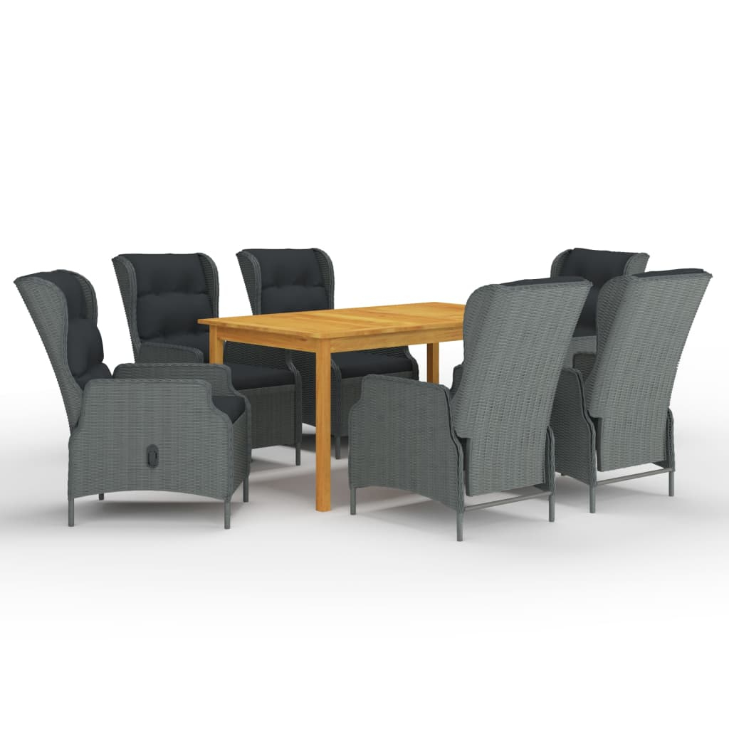 vidaXL juego de comedor para jardín de 7 piezas gris claro