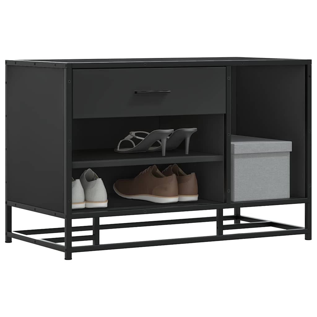 Banco zapatero madera de ingeniería y metal negro 80x40x53,5 cm oif156700