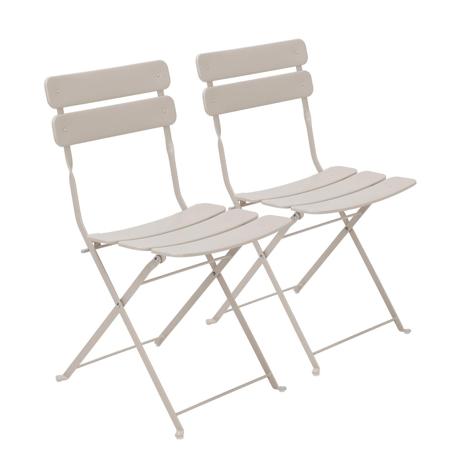 Oviala - lote de dos sillas plegables de acero beige claro