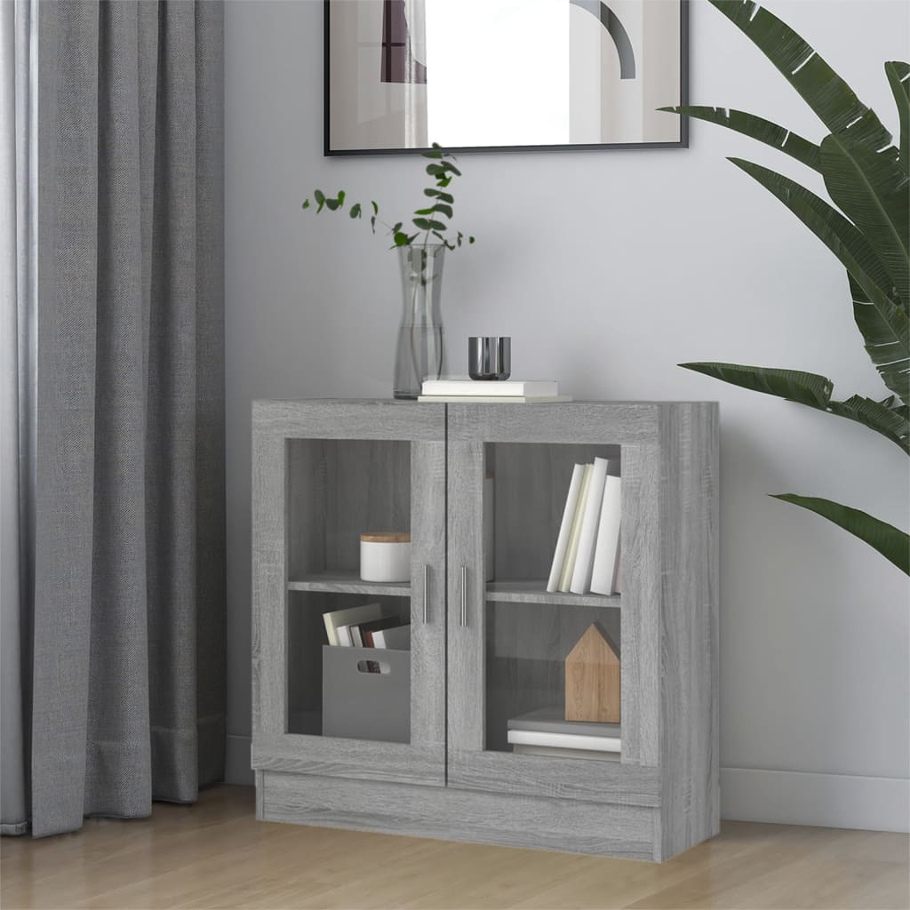 Vitrina de madera contrachapada gris sonoma 82,5x30,5x80 cm oif834681
