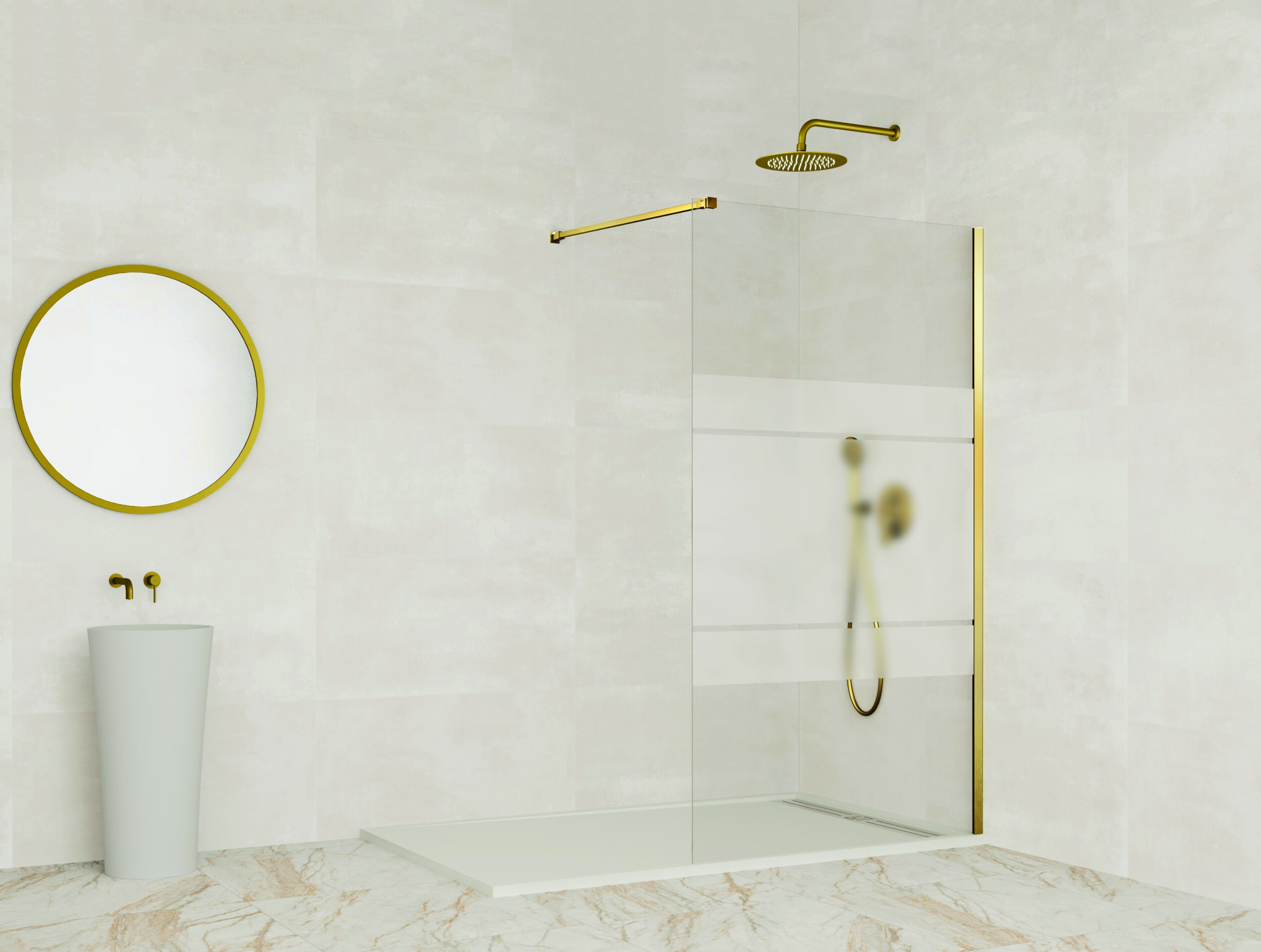 Panel fijo de ducha screen dorado decorado 76,5-78cm