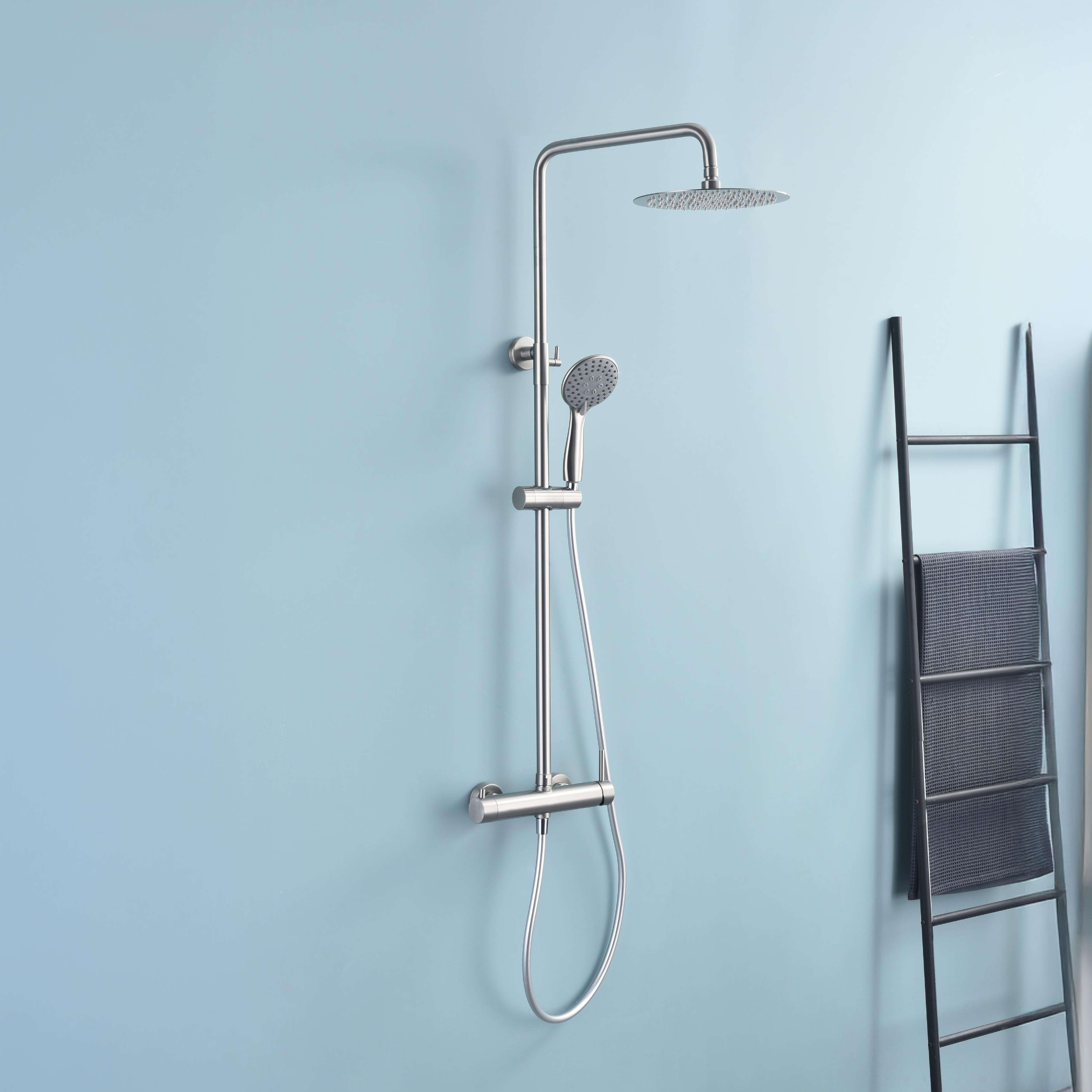 Columna de ducha monomando sky bath níquel cepillado inox s304 serie rock