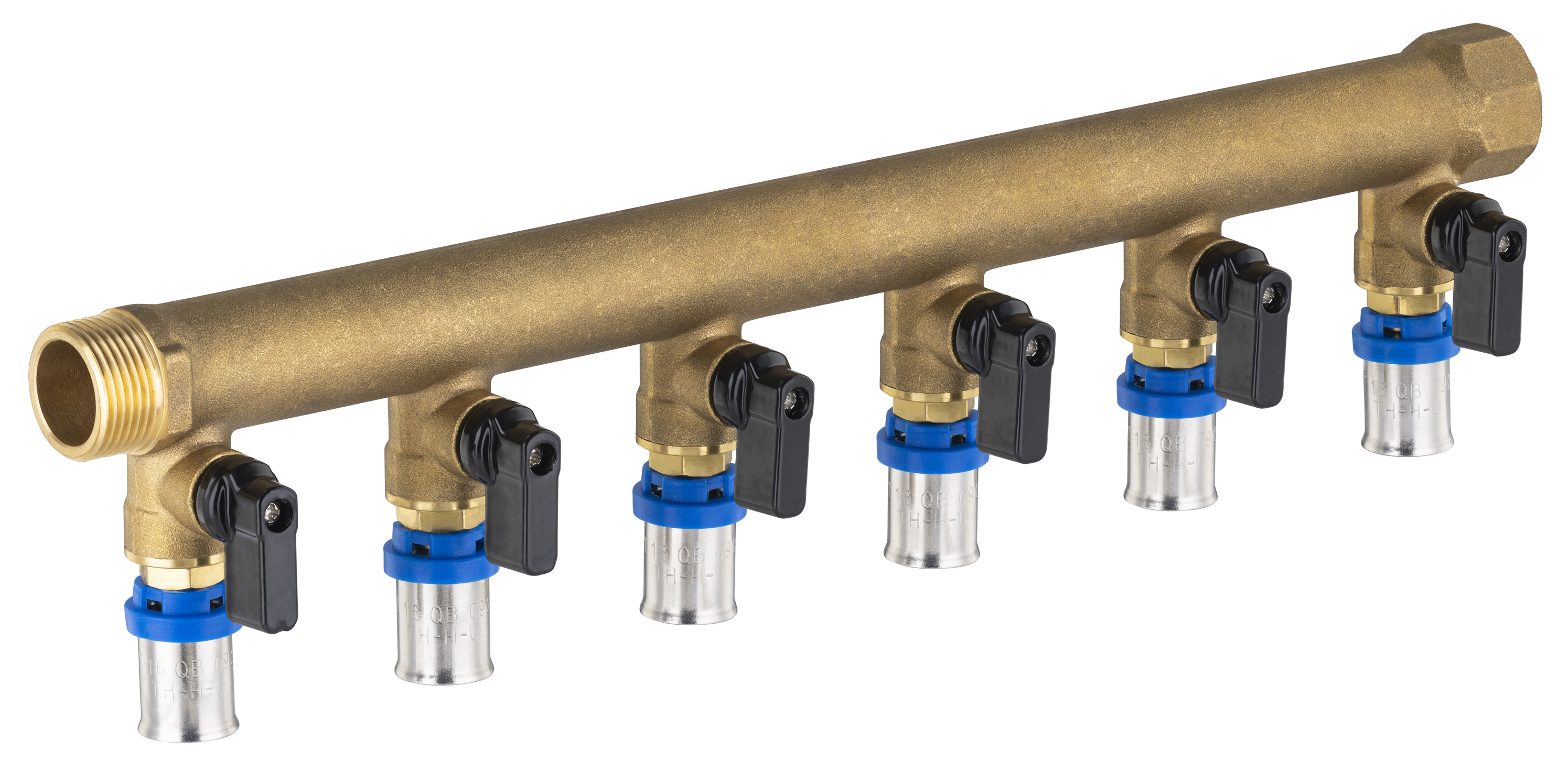 Colector mh3/4-6 salidas de tubo multicapa a engastar de 3/4'con válvulas
