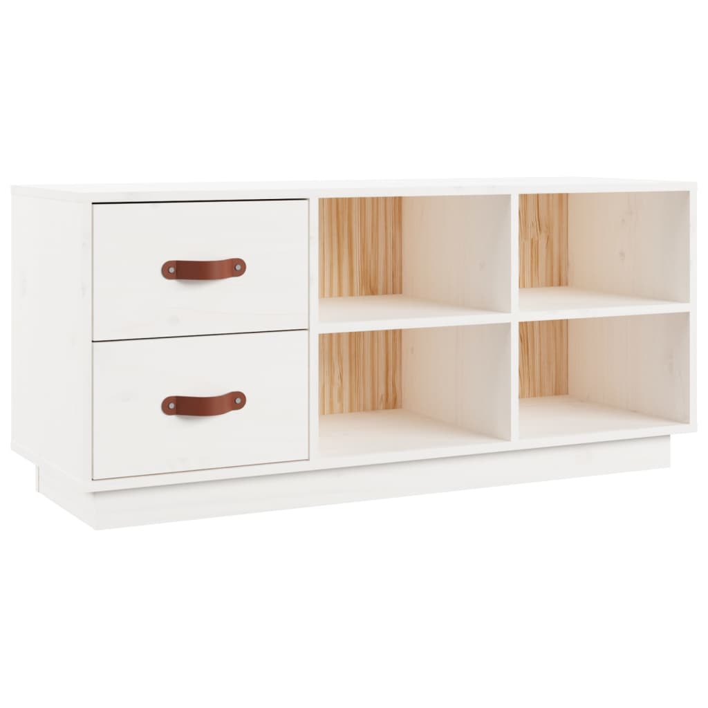 vidaXL zapatero madera maciza de pino blanco 100x34x45 cm