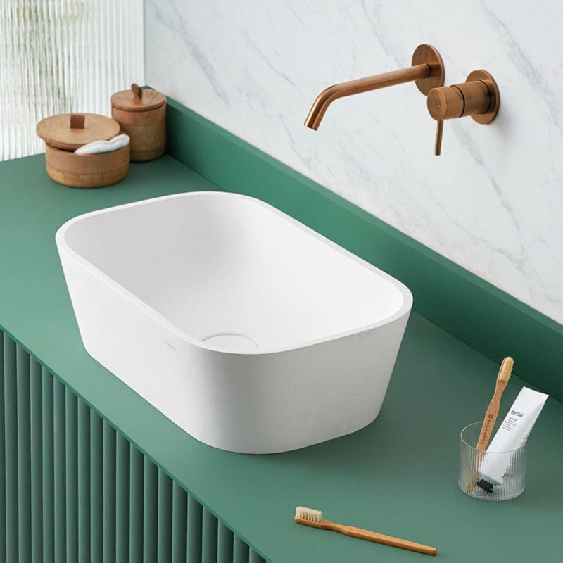 Lavabo rectangular para encimera en solid surface rust