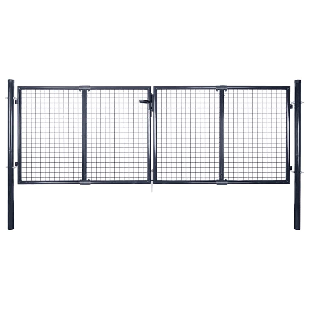 vidaXL puerta de jardín de malla acero galvanizado 300 x 75 cm gris