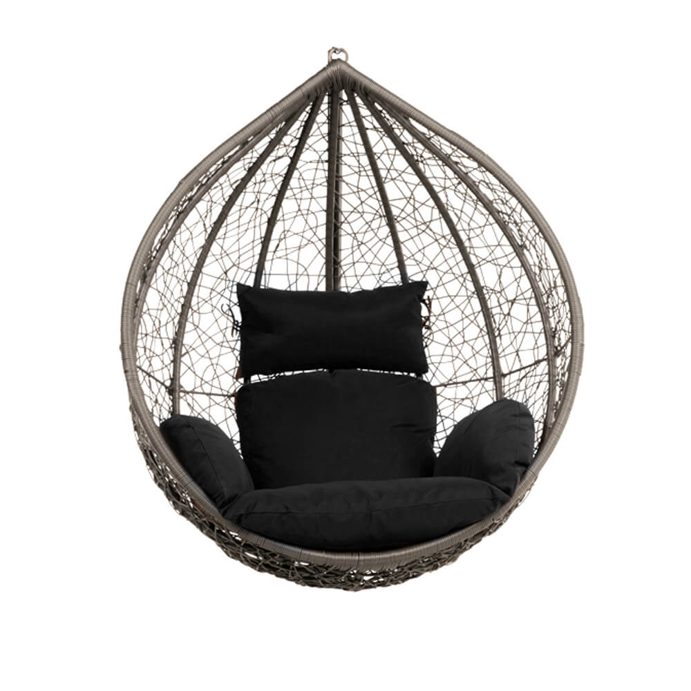 Silla colgante de poliratán cielo - negro sólo cesta