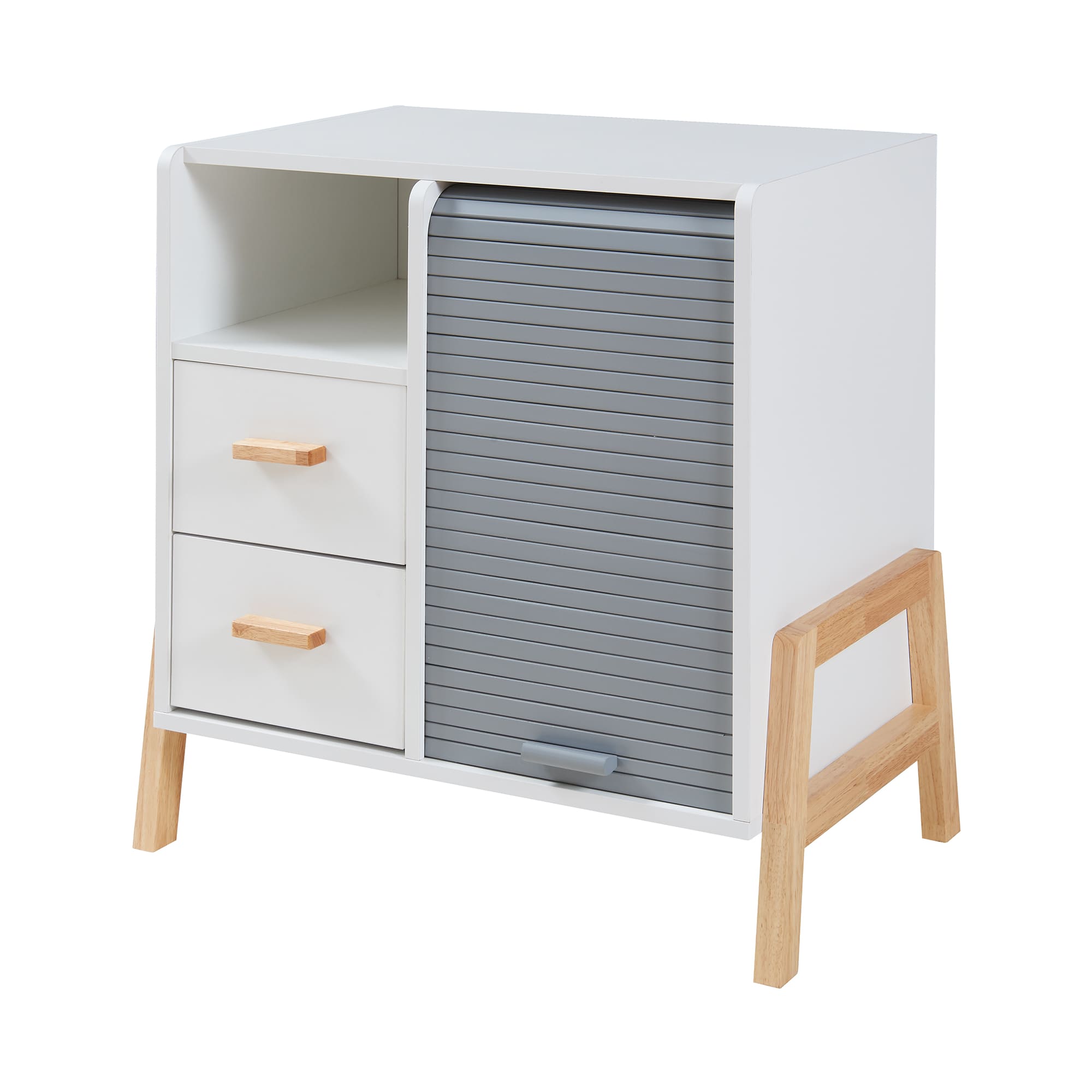 Aparador kvaefjord 1 puerta 2 cajones mdf 66x60x40cm blanco/gris [en.casa]