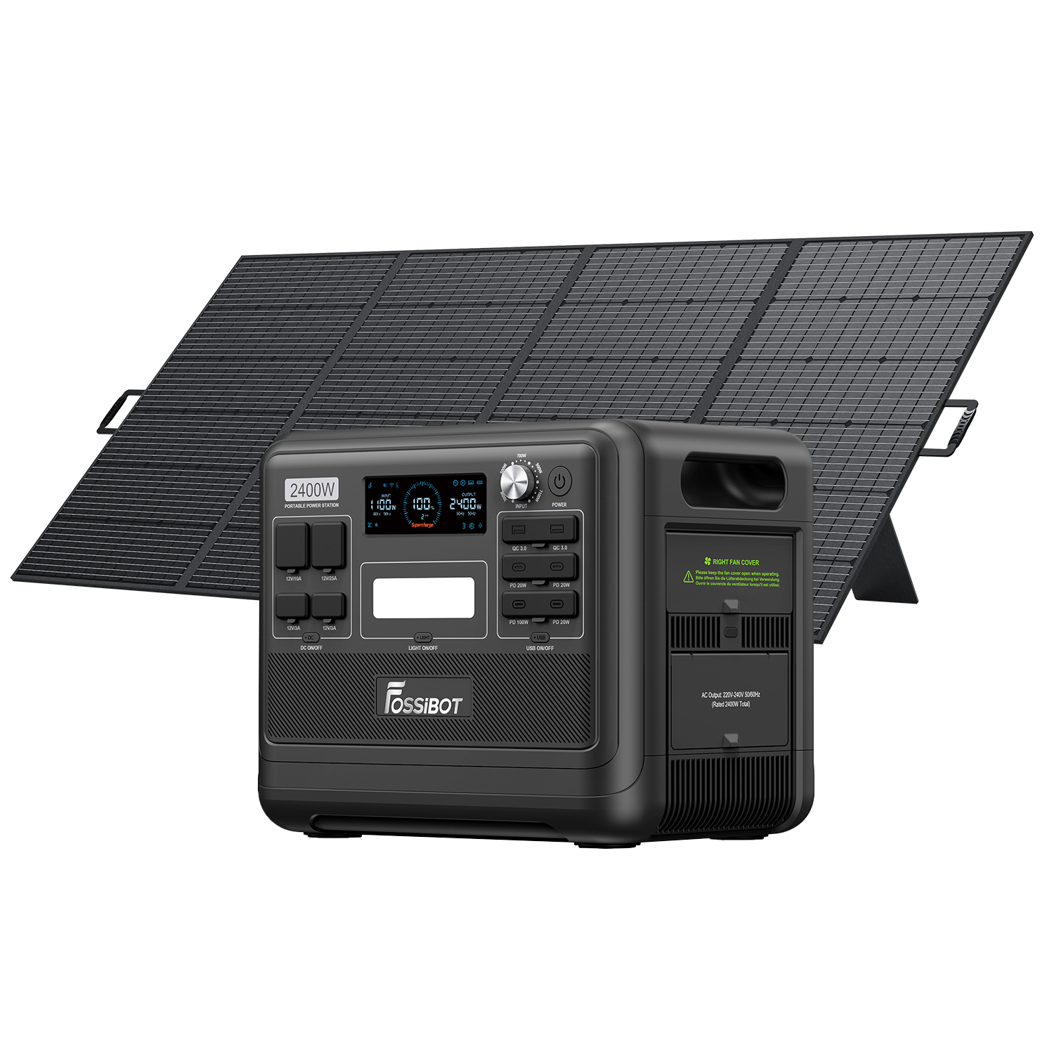 Fossibot - estación solar portátil - 2048wh - 2400w - panel 420w