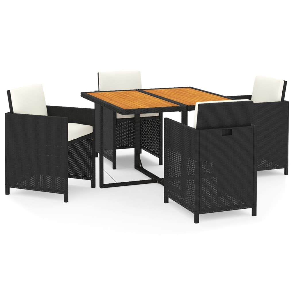vidaXL set comedor de jardín 5 pzas con cojines ratán sintético negro