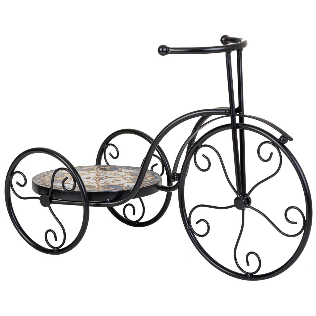 Soporte bici de mosaico y forja dorado 53x23.5x36h cm
