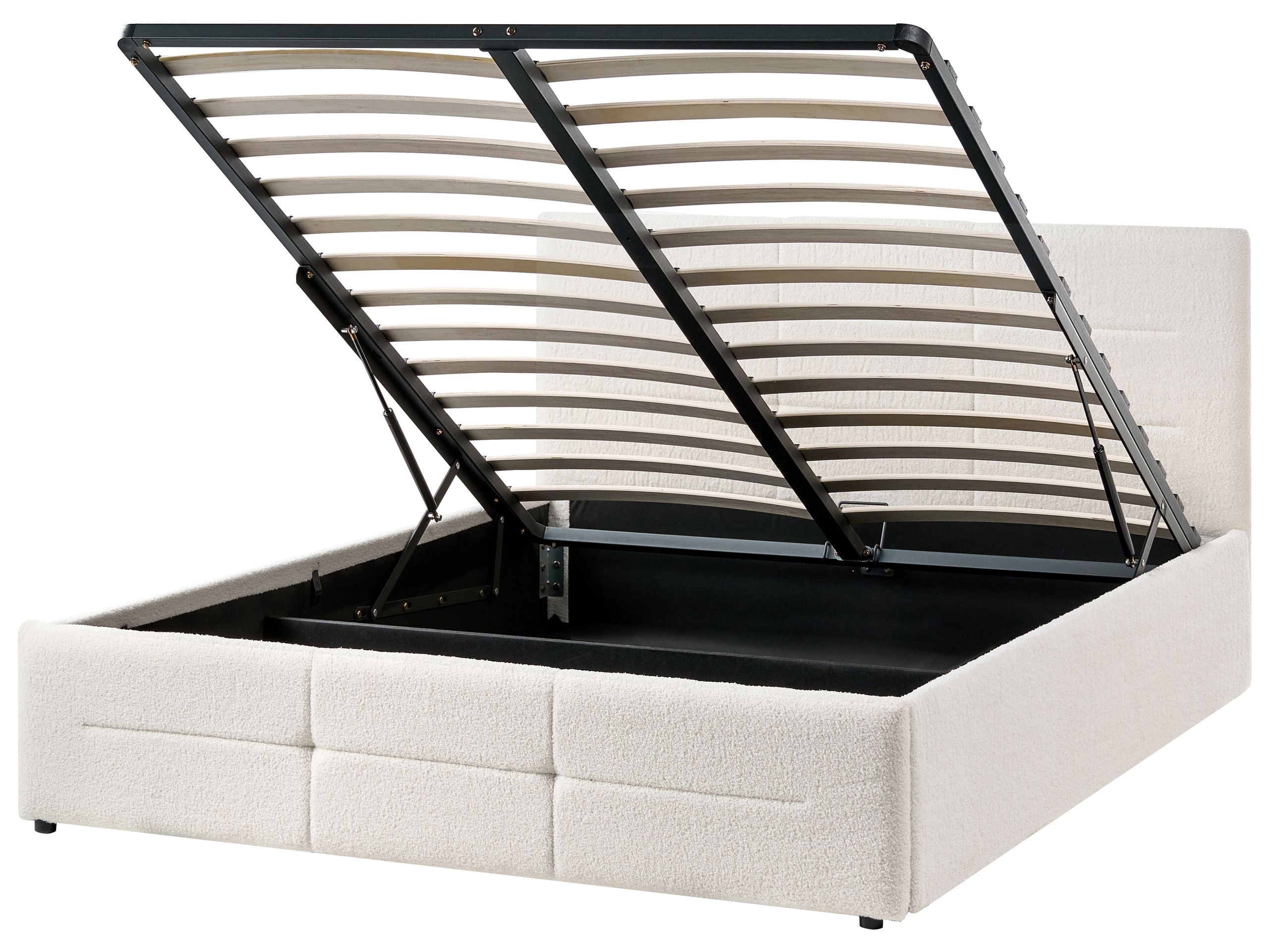 Cama con almacenaje massognes bouclé blanco crema 140 x 200 cm