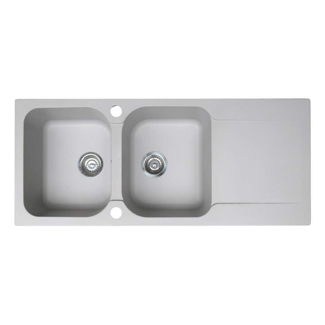 Lisse fregadero reversible 2 cubetas 1 escurridor en resina gris