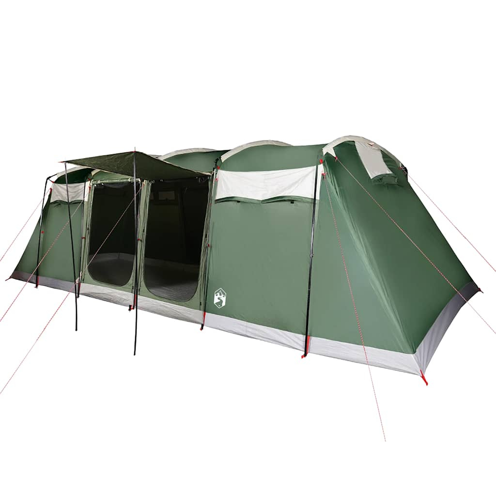 vidaXL tienda de campaña familiar túnel 10 personas impermeable verde