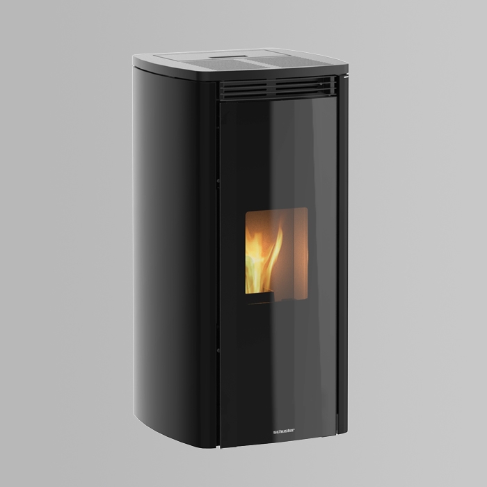 Estufa de pellets canalizable zena v de 11 kw negra