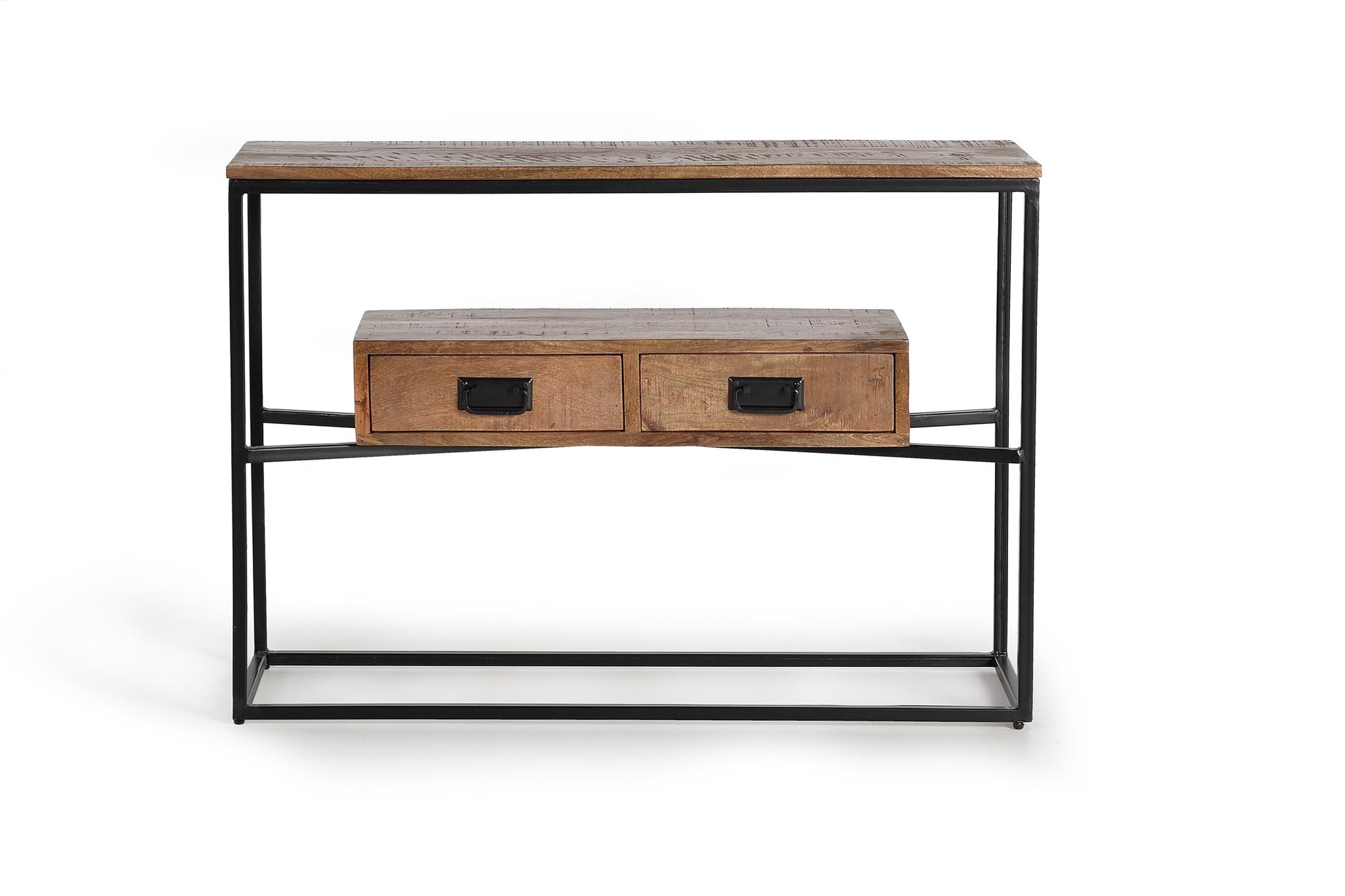 Consola siglo-xx de madera de mango y metal en color natural 110 cm