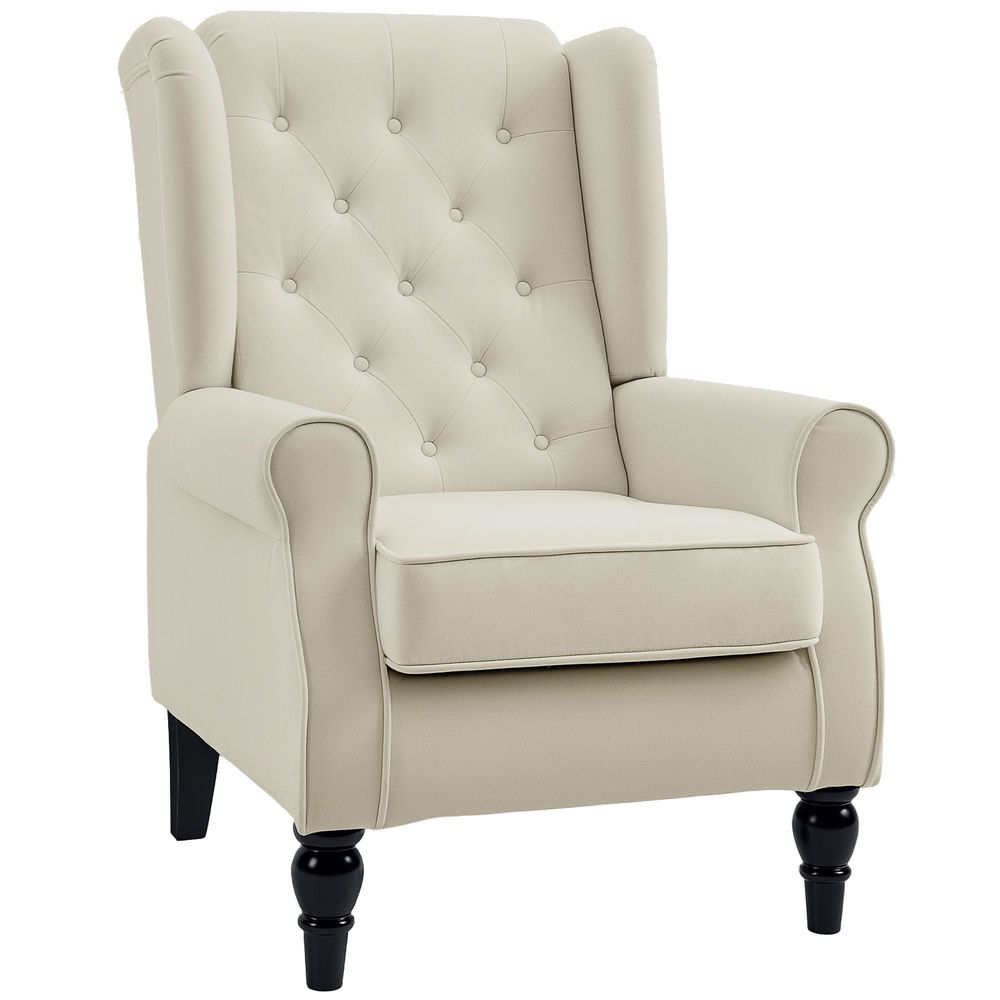 Butaca de salón franela de nieve, madera de eucalipto color beige