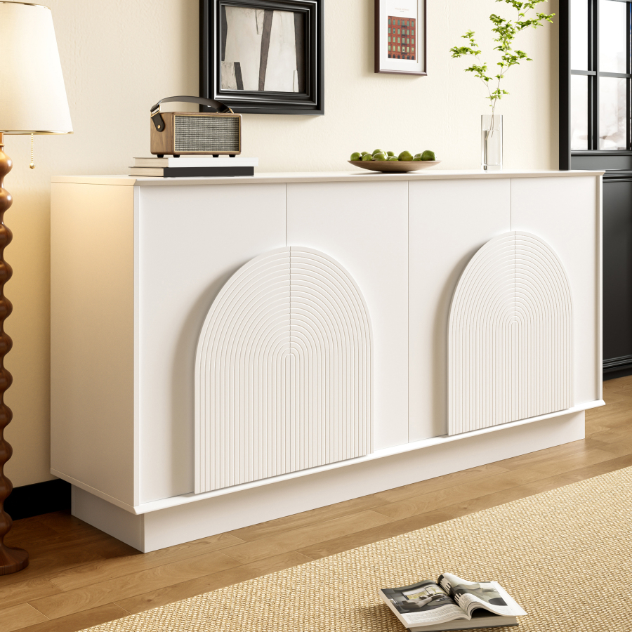 Aparador para salón comedor 4 puertas blanco 80x160x38cm