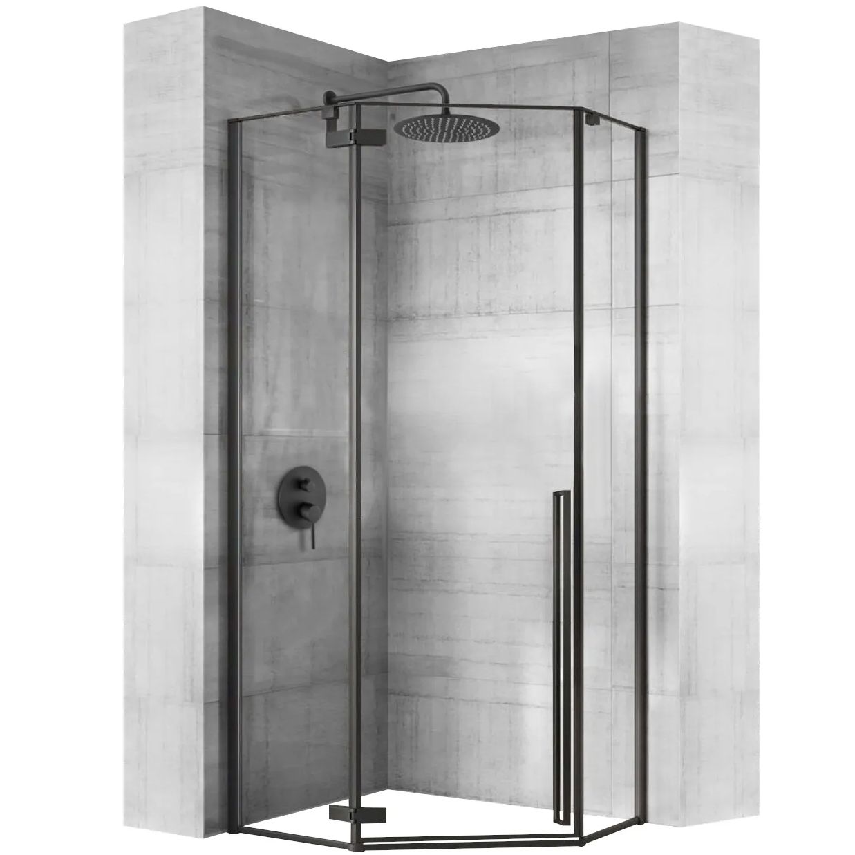 Cabina de ducha rea diamond 80x80 black mat con plato de ducha blanco