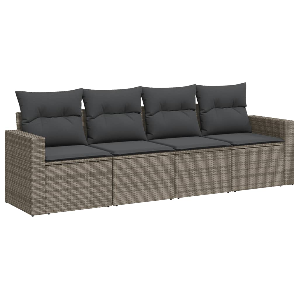 vidaXL set de sofás de jardín 4 pzas y cojines ratán sintético gris