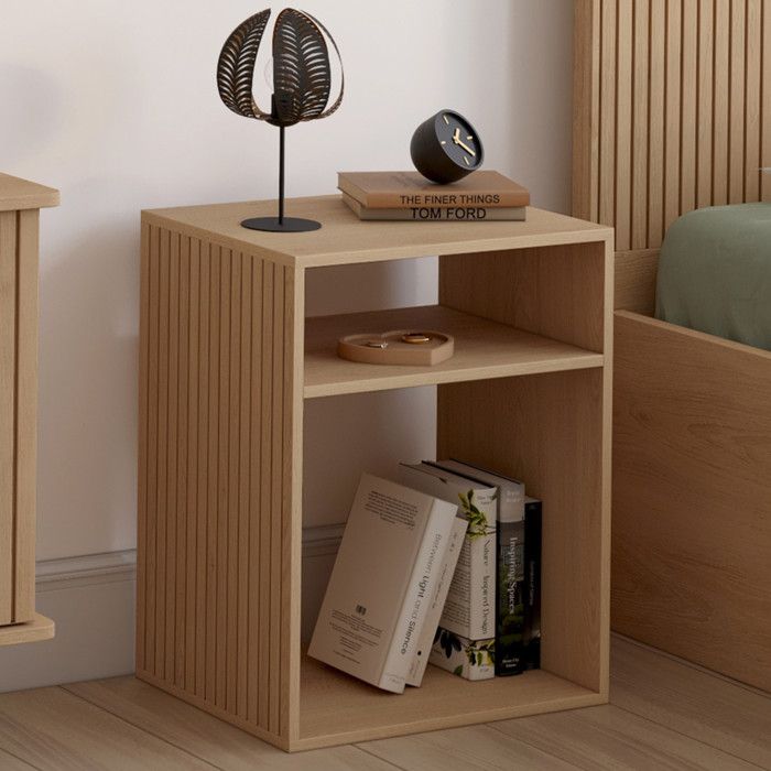 Mesitas de noche efecto listones de madera - lote de 2 - 40 cm