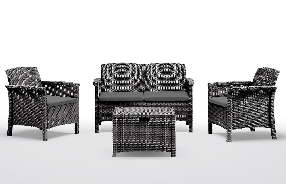 Conjunto de Jardín Exterior Imitación Ratán, Antracita