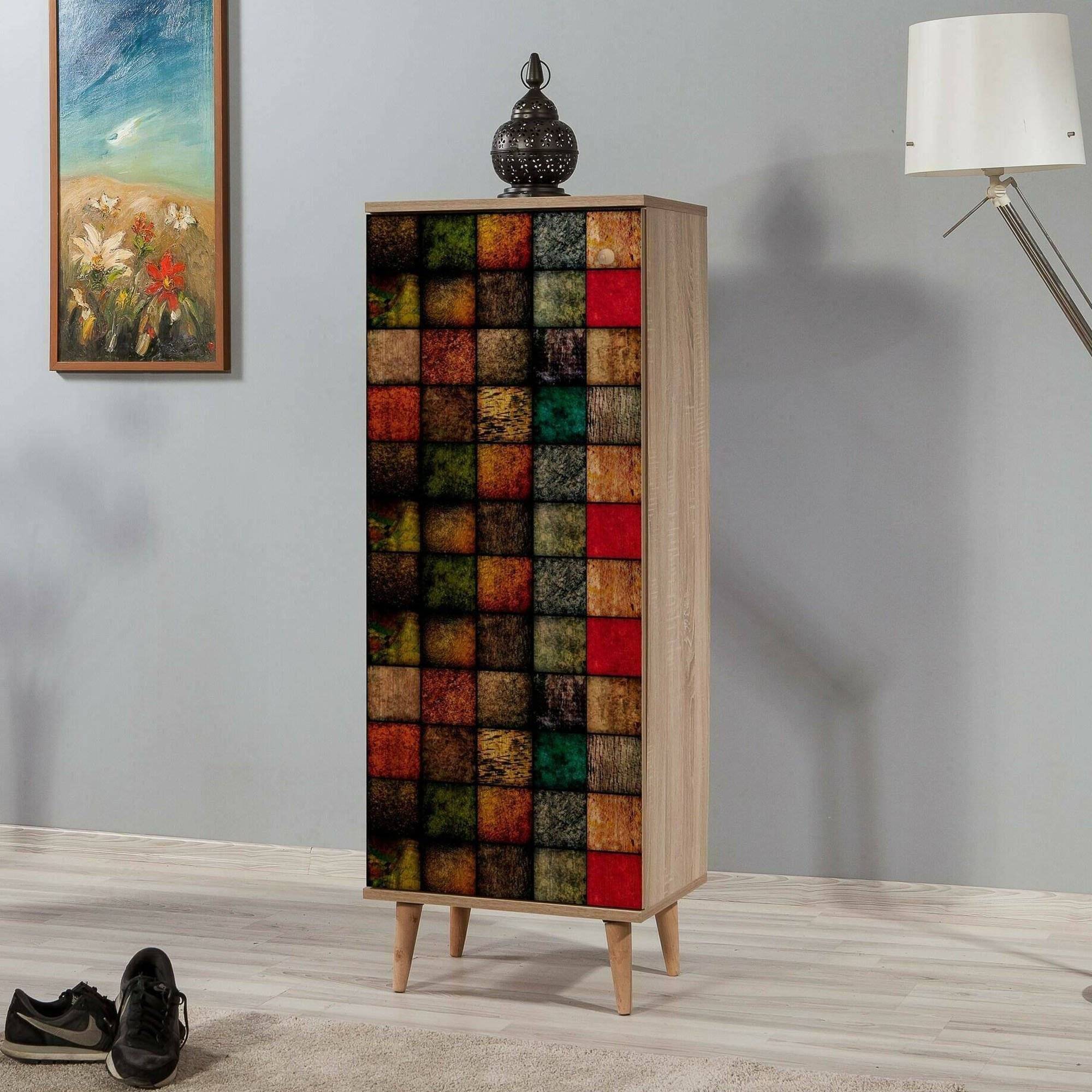 Zapatero giadeite, 7 estantes, madera noble roble marrón