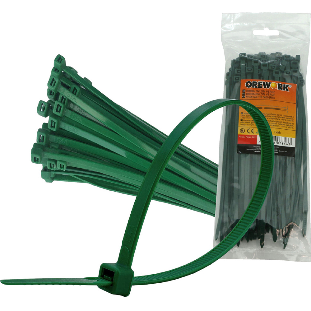 Brida nylon orework verde 4,6x180 100ud