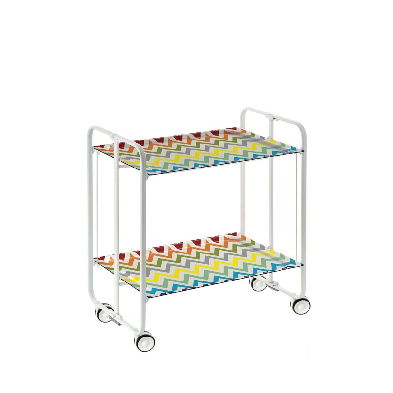 Carrito auxiliar con ruedas bauhaus armazón metálico blanco, 2 bandejas