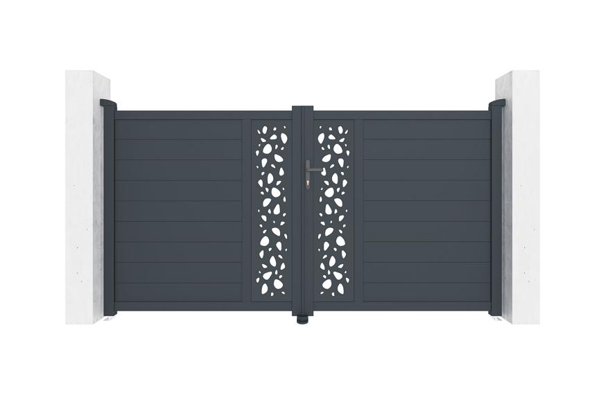 Puerta batiente regulable ancho 3m sunny h.160cm aluminio gris