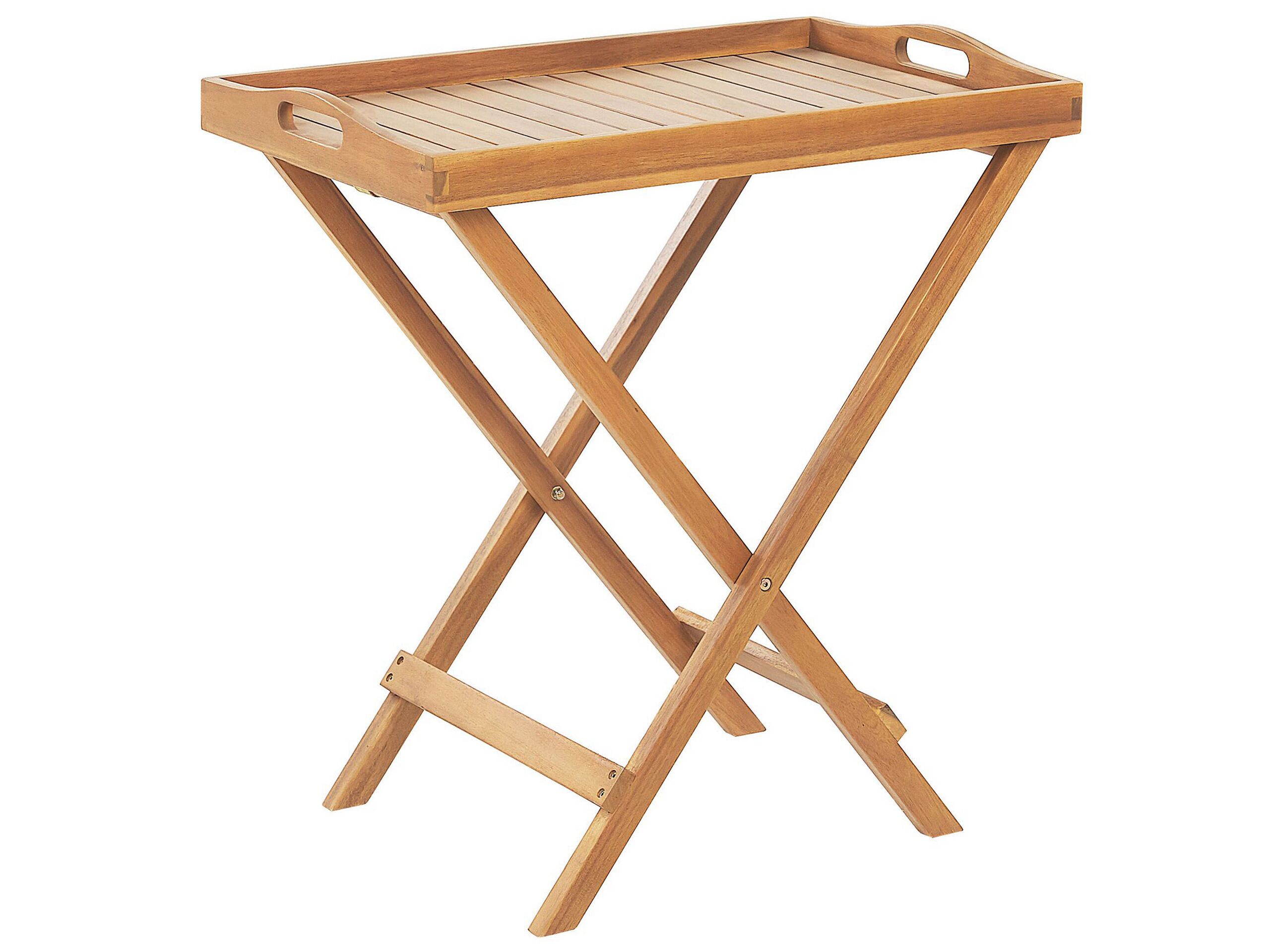Mesa auxiliar de jardín java plegable madera de acacia marrón claro
